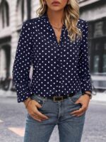 Bluza Dama Daria Bleumarin cu Buline Albe