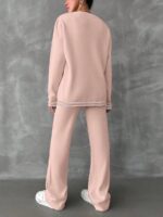 Compleu Tricotat cu Pantalon Camelia Roz - imagine 2