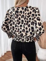 Bluza Dama Ioana Crem cu Print Leopard Negru - imagine 2