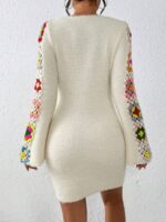 Rochie Scurta Tricotata Crina Alba - imagine 2
