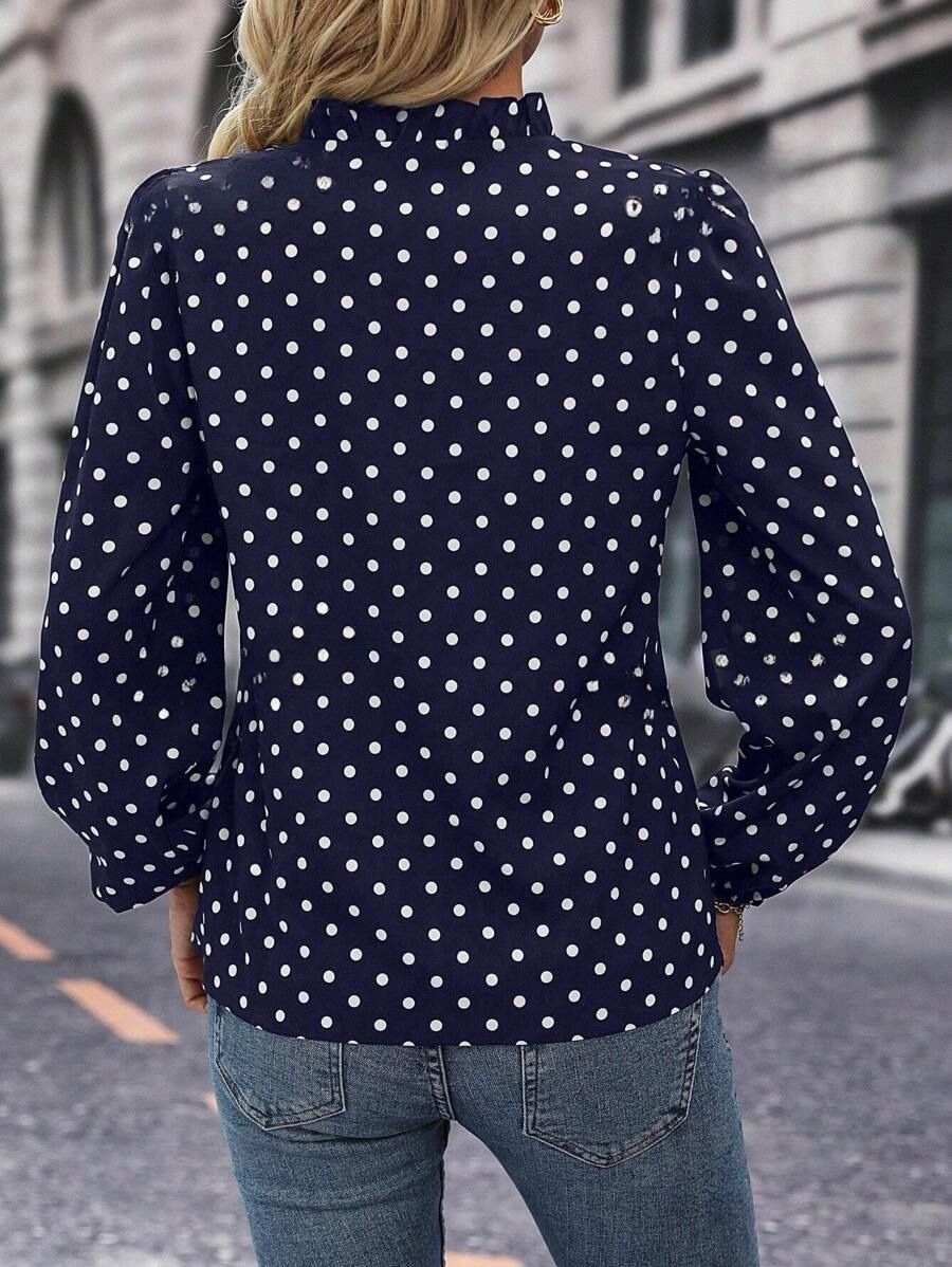 29 Bluza Dama Daria Bleumarin cu Buline Albe - imagine 2