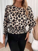 Bluza Dama Ioana Crem cu Print Leopard Negru