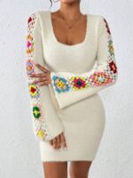 Rochie Scurta Tricotata Crina Alba