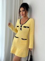 Rochie Scurta Tricotata Anja Galbena - imagine 3