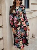 Rochie Midi Selene Neagra Inflorata