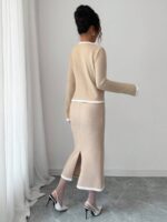 Compleu Tricotat cu Fusta Midi Irina Crem - imagine 2