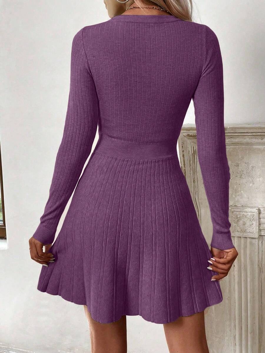 30 Rochie Scurta Tricotata Eleonora Violet - imagine 2