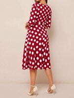 Rochie Midi Amela Rosie cu Buline Albe - imagine 2