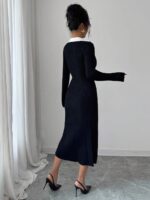 Rochie Midi Tricotata Adelina Neagra - imagine 2
