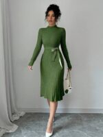 Rochie Midi Tricotata Sara Verde - imagine 3