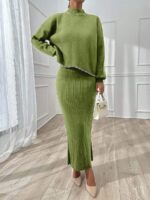 Compleu Tricotat cu Rochie Lunga Simona Vernil cu Strasuri