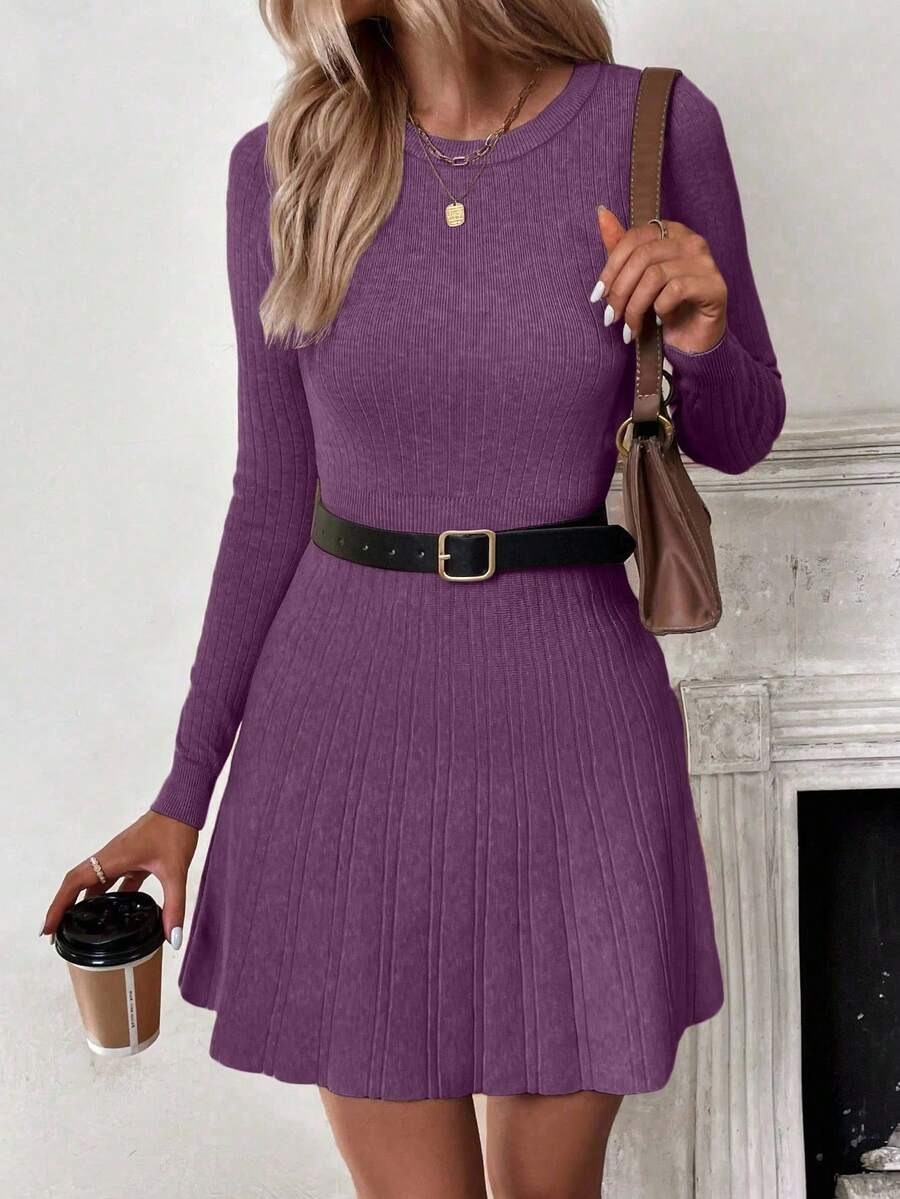 31 Rochie Scurta Tricotata Eleonora Violet - imagine 3