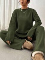 Compleu Tricotat cu Pantalon Asma Kaki