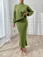 Compleu Tricotat cu Rochie Lunga Simona Vernil cu Strasuri - imagine 3