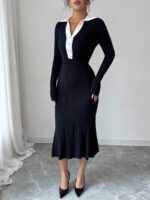 Rochie Midi Tricotata Adelina Neagra - imagine 3