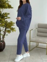 Compleu cu Pantalon Amalia Albastru - imagine 3