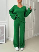 Compleu Tricotat cu Pantalon Petra Verde