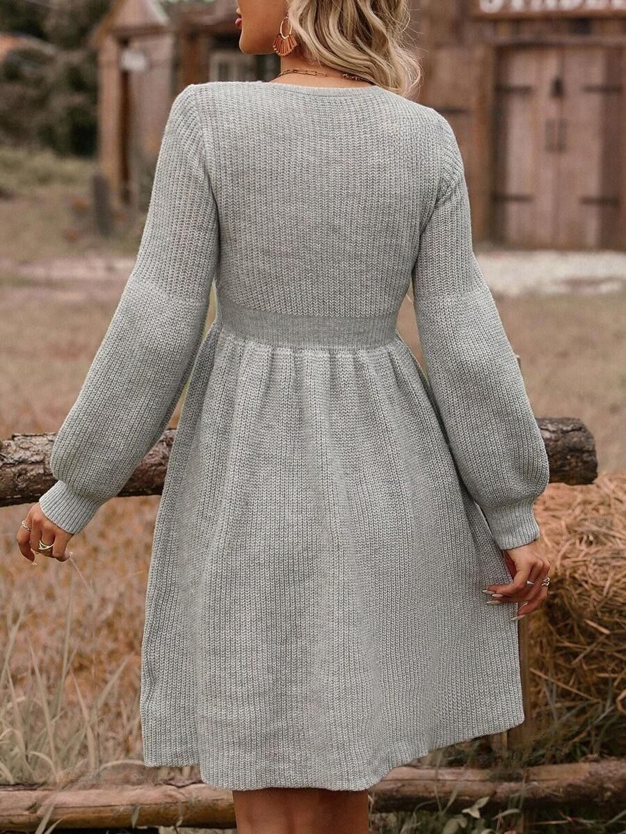 34 Rochie Scurta Tricotata Meriem Gri - imagine 2