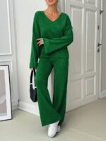 Compleu Tricotat cu Pantalon Petra Verde - imagine 3