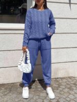 Compleu Tricotat cu Pantalon Sorina Albastru