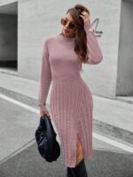 Rochie Tricotata Midi Conrad Roz Pudra - imagine 3