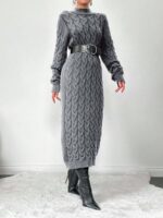 Rochie Lunga Tricotata Miruna Gri - imagine 3