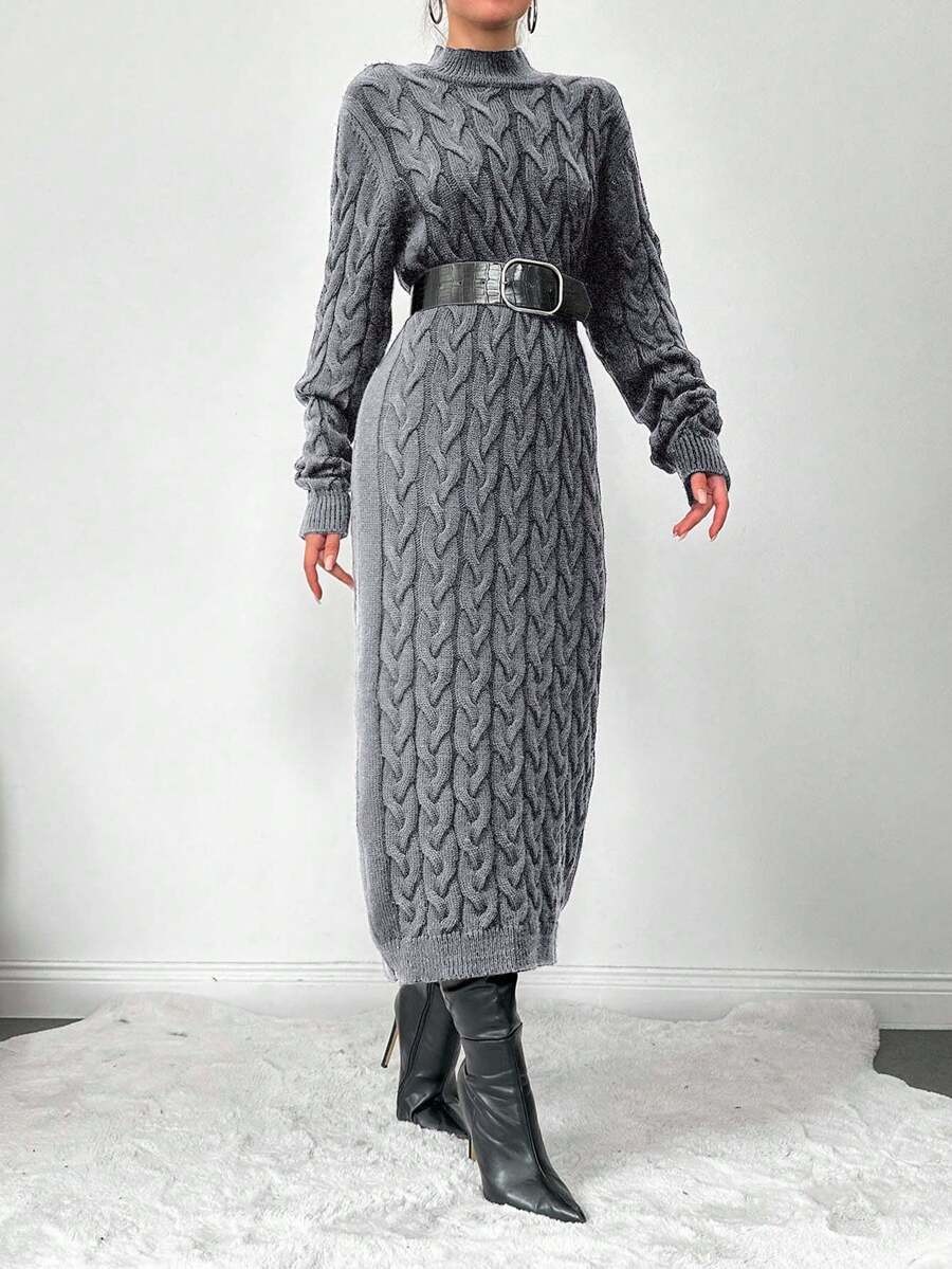 35 Rochie Lunga Tricotata Miruna Gri - imagine 3