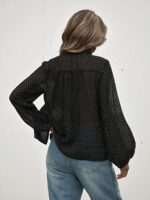 Bluza Dama Lidia Neagra cu Buline Albe - imagine 2