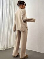 Compleu Tricotat cu Pantalon Asma Bej - imagine 2