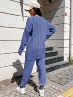 Compleu Tricotat cu Pantalon Sorina Albastru - imagine 2