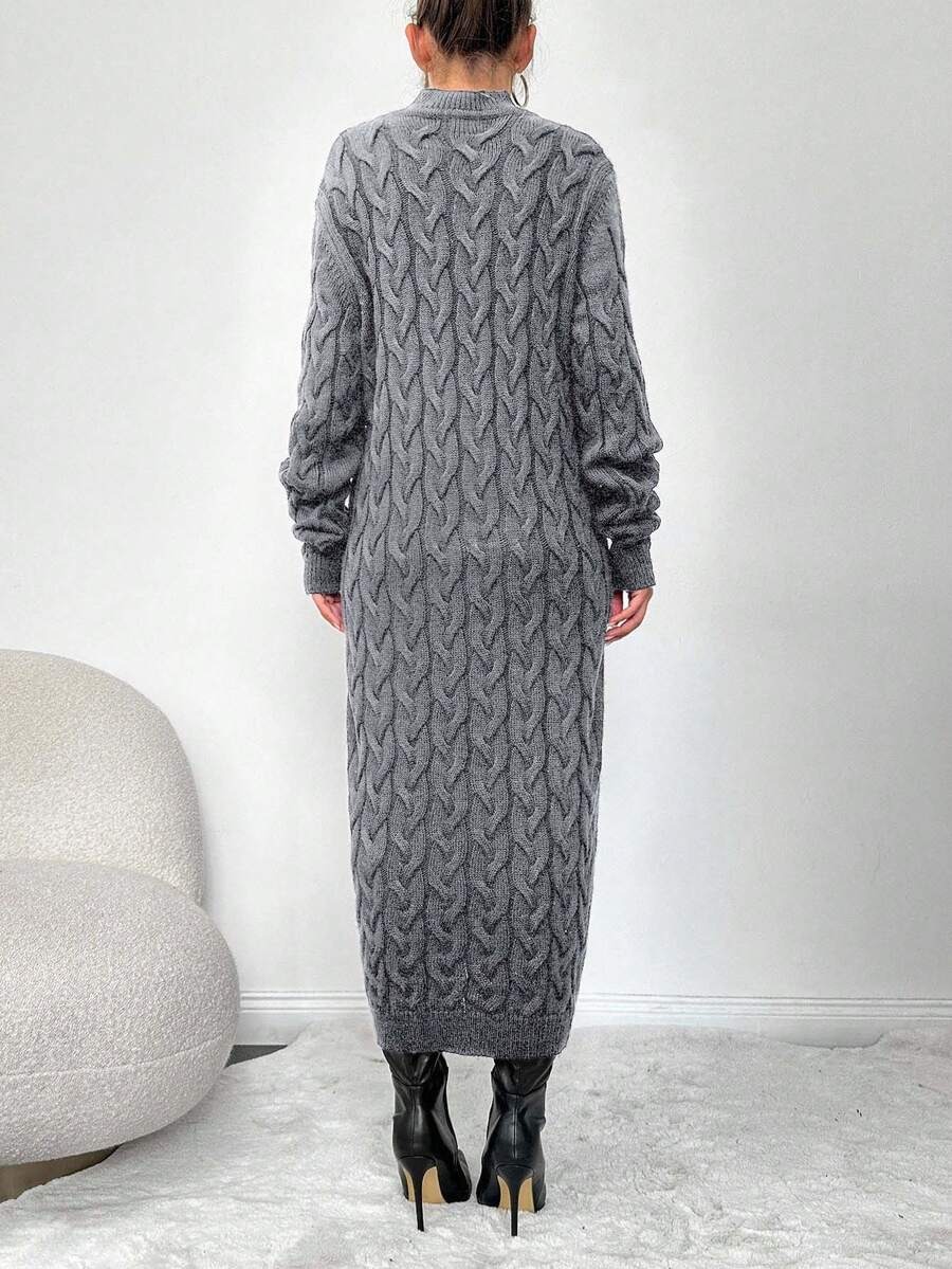 36 Rochie Lunga Tricotata Miruna Gri - imagine 2