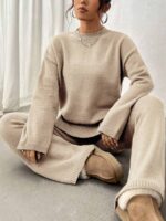 Compleu Tricotat cu Pantalon Asma Bej