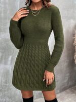 Rochie Scurta Tricotata Damiana Kaki