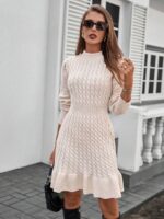 Rochie Scurta Tricotata Reina Crem