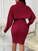 Compleu Tricotat cu Rochie Scurta Sorana Grena - imagine 2