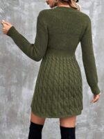 Rochie Scurta Tricotata Damiana Kaki - imagine 2