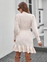 Rochie Scurta Tricotata Reina Crem - imagine 2