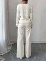 Compleu Tricotat cu Pantalon Alina Alb - imagine 2