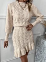 Rochie Scurta Tricotata Dinna Crem - imagine 3
