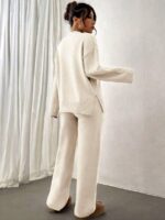 Compleu Tricotat cu Pantalon Asma Alb - imagine 2