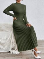 Rochie Midi Tricotata Jesica Kaki - imagine 4