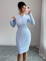 Rochie Scurta Tricotata Petra Bleu - imagine 3