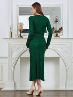 Compleu Tricotat cu Fusta Midi Rebeca Verde - imagine 2