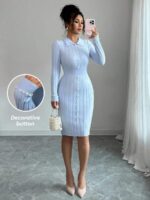 Rochie Scurta Tricotata Petra Bleu