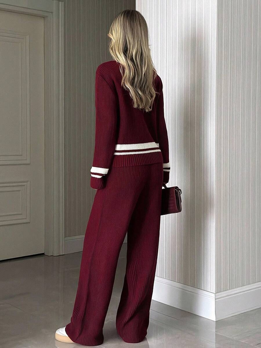 42 Compleu Tricotat cu Pantalon Anarosa Grena - imagine 2