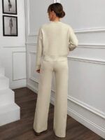 Compleu Tricotat cu Pantalon Clarah Alb - imagine 2