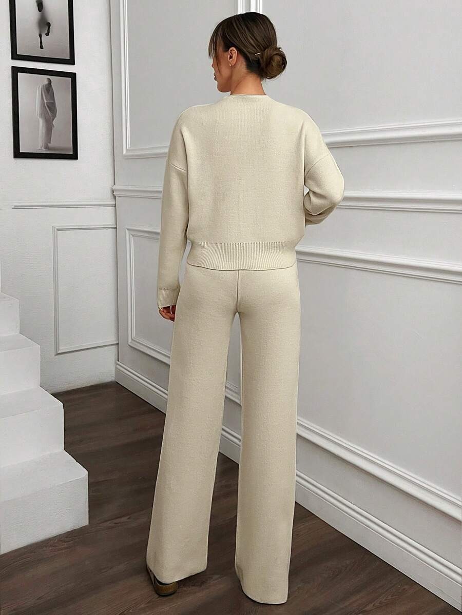 42 Compleu Tricotat cu Pantalon Clarah Alb - imagine 2