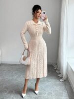 Rochie Midi Tricotata Ariana Crem