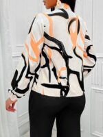 Bluza Dama Dalia Alba cu print Negru si Crem - imagine 2