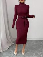 Rochie Midi Tricotata Bruna Grena